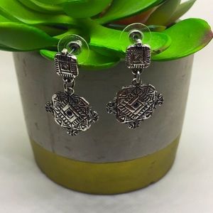 Etched boho silver earrings